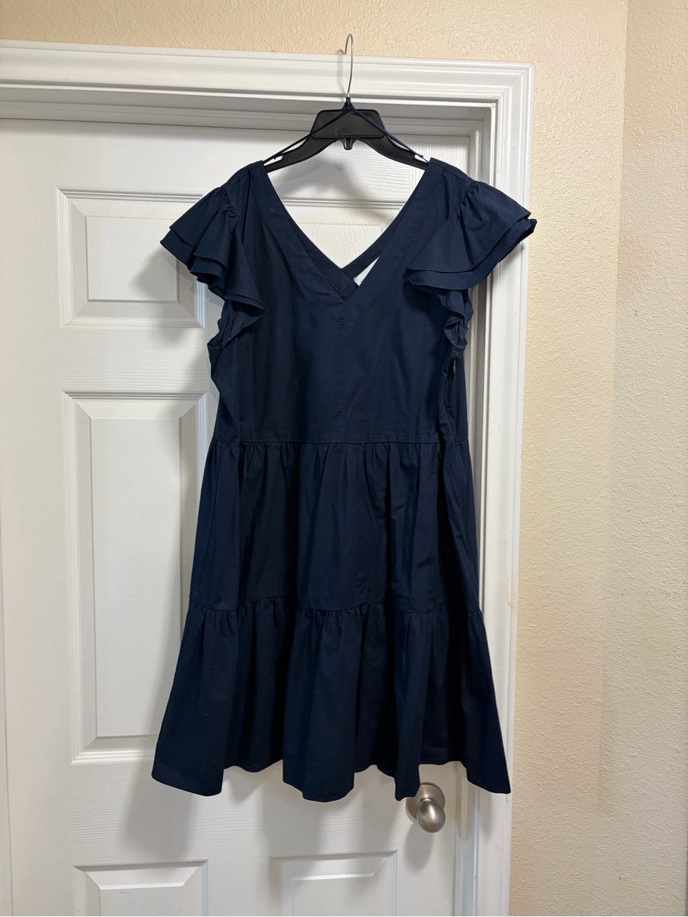Gibson Latimer Navy Blue Ruffle Sleeve Mini Dress
